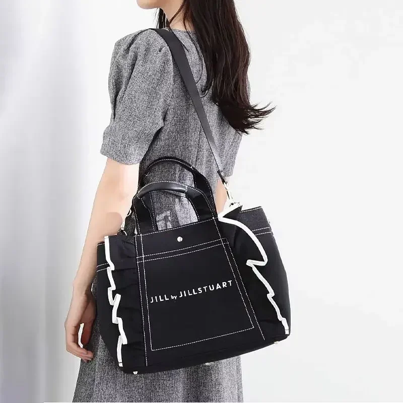 Pleated Ruffle Tote Bags for Women 2024 New Luxury Brand Handbag Large-capacity Canvas Shoulder Bag Girls Commuter Messenger Bag