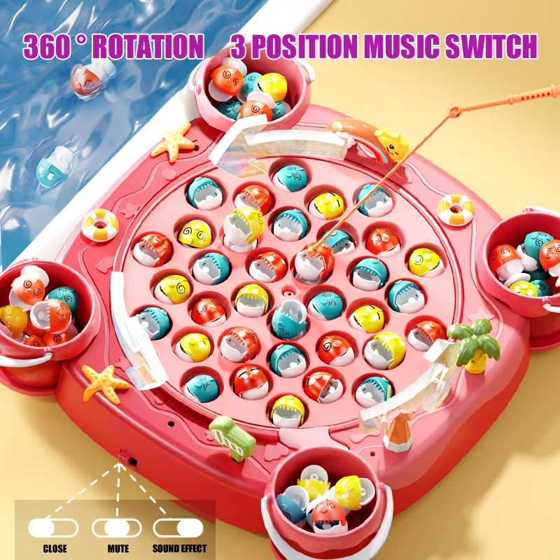 Kids Magnetic Fishing Play for Children Electric Fishing Toy Have Music Spinning Game Fish Rod Education Baby 3 Year Gifts