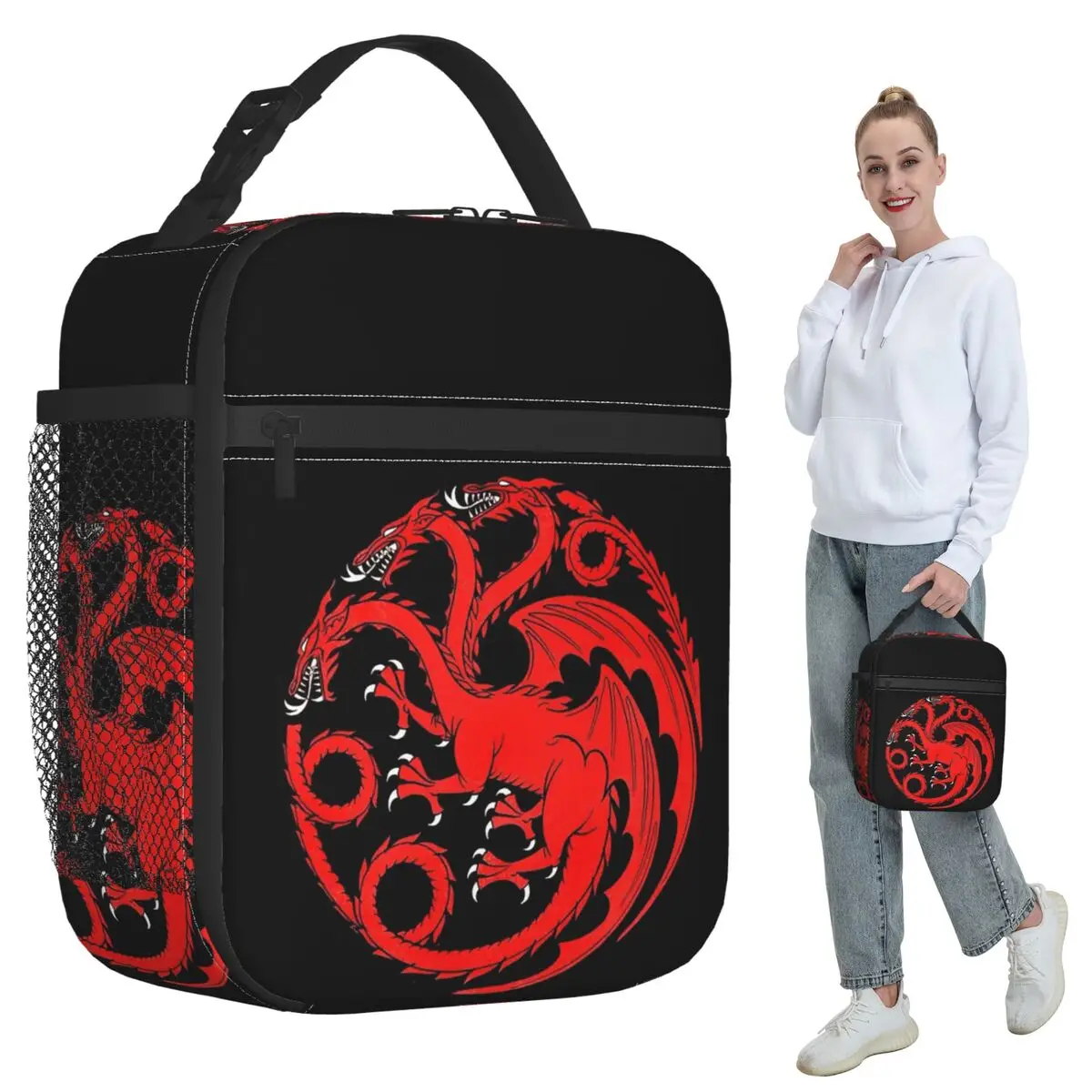 

Термосумка для обедов House Targaryen для детей, школьный термоконтейнер для еды, портативный ланч-бокс