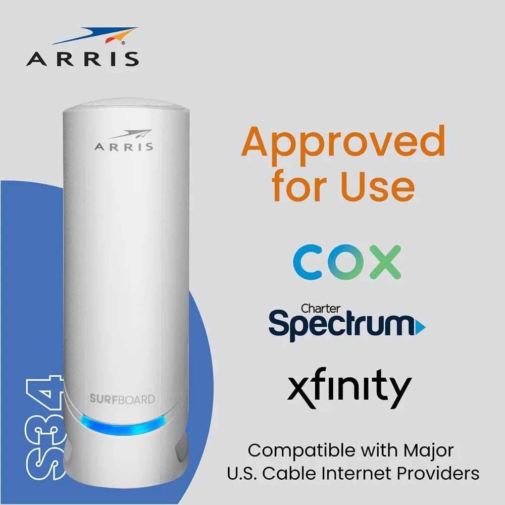 Surfboard S34 DOCSIS 3.1 Multi-Gigabit Cable Modem, 2.5 Gbps Max Internet Speeds | Next-Generation Upload Speed Optimized