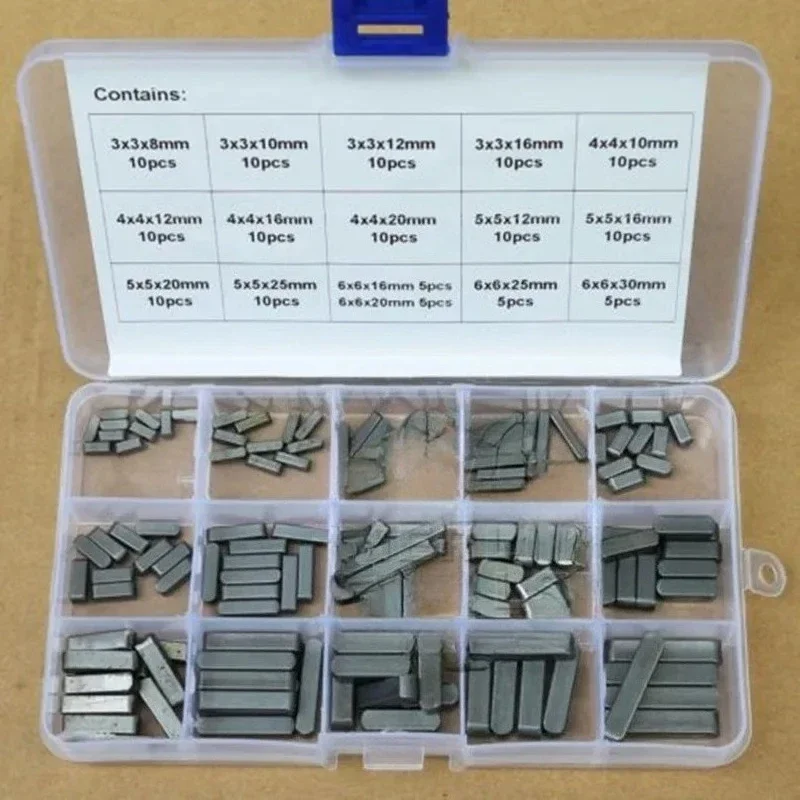 yes140Pcs Set Round Ended Feather Key Drive Shaft Parallel Keys 3mm 4mm 5mm 6mm Kit