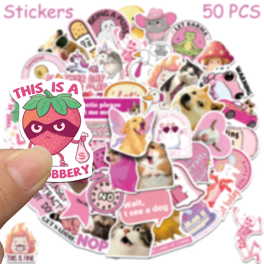 50 pezzi di cartoni animati rosa adesivi divertenti decalcomanie per laptop scrapbook skateboard chitarra casco adesivi graffiti fai da te regali creativi