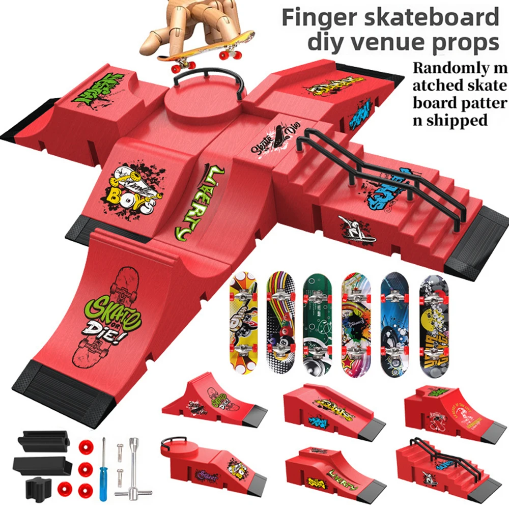Novelty Finger Skateboarding Venue Props Scene Assembly Finger Skateboarding Competition Venue Creative Boy Toys Birthday Gift
