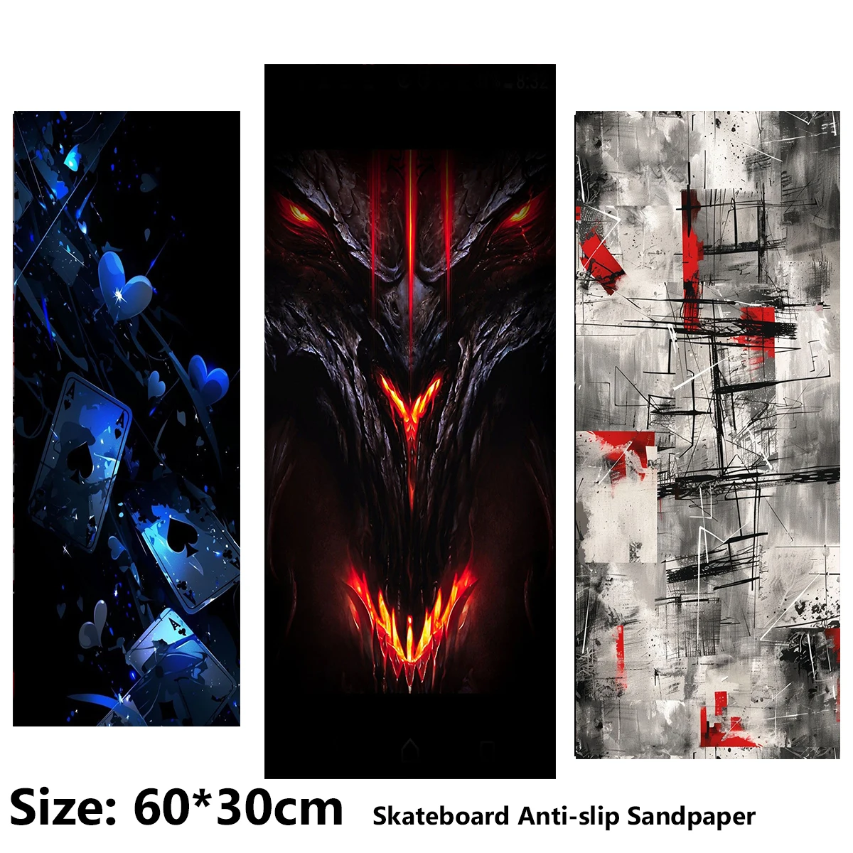 

Electric Scooter Anti-slip Sticker Sandpaper Skateboard GripTape Sheet 60*30cm Terror Abstract Impression Pattern