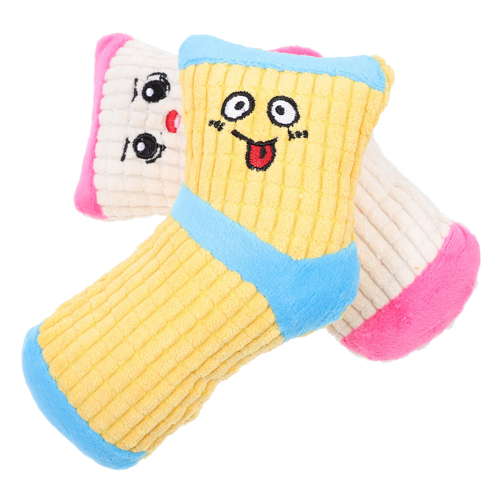 2 Pcs Pet Plush Dog Training Clean Squeaky Sock Shaped Kitten Chew