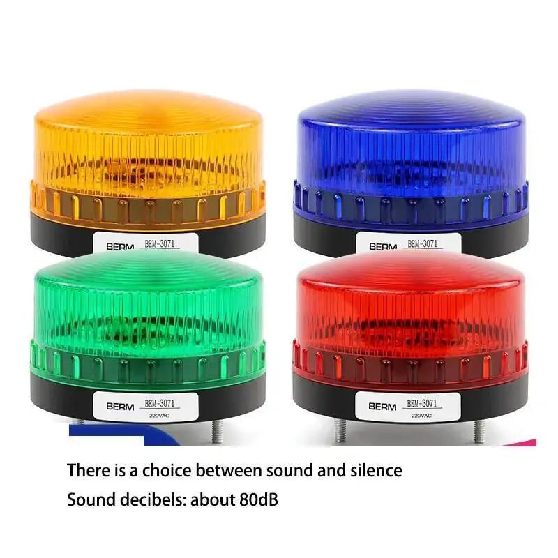 Petite alarme stroboscopique Signal lumineux LED BEM-3071J étanche clignotant voyant d'avertissement son et lumière alarme lumière décibels sonores 80dB