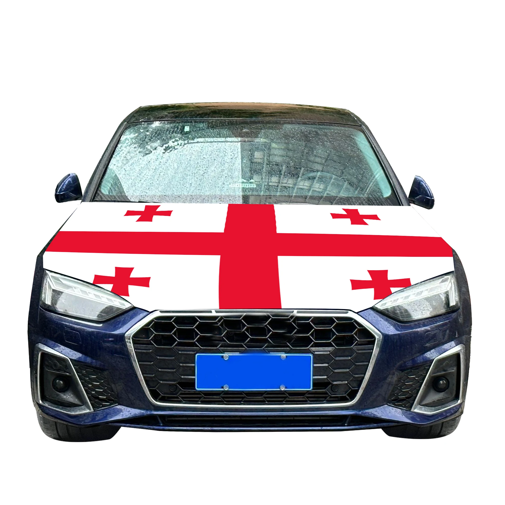 Georgia Car Hood Cover Flag  Universal Size Elastic Polyester 120x150cm for Car Decor