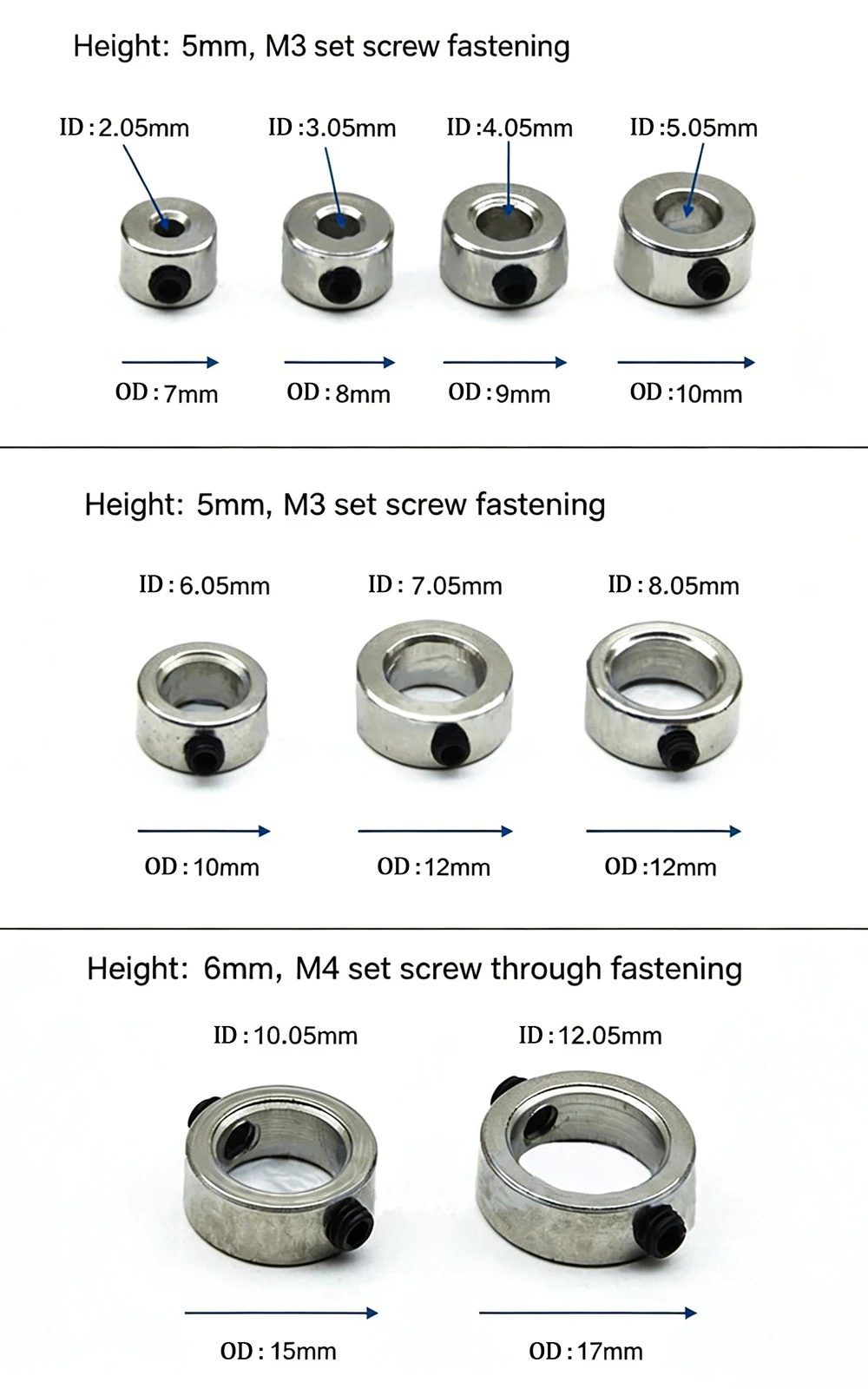 5PCS Metal Wheel Lock Collar Shaft Axle Bushing Landing Gear Stopper 1.6/2.1/ 2.6/ 3.1/ 4.1/ 5.1/ 6.1/ 8.1mm for RC Model Parts