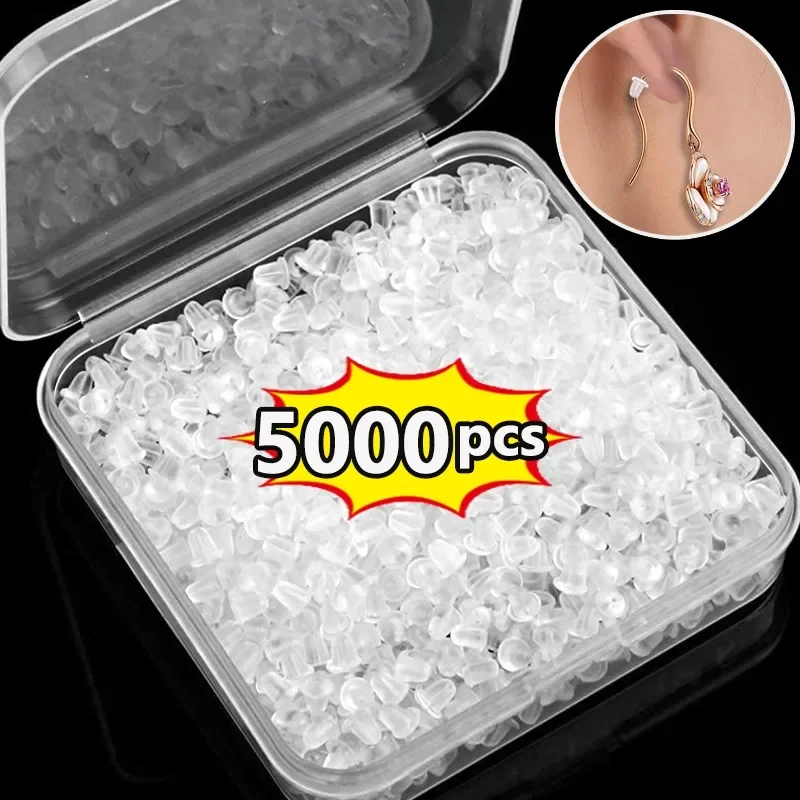 500/5000pcs Transparent Silicone Head Ear Studs Women Men Simple DIY Anti Falling Earstuds Soft Daily Ear Stud Jewelry Accessory