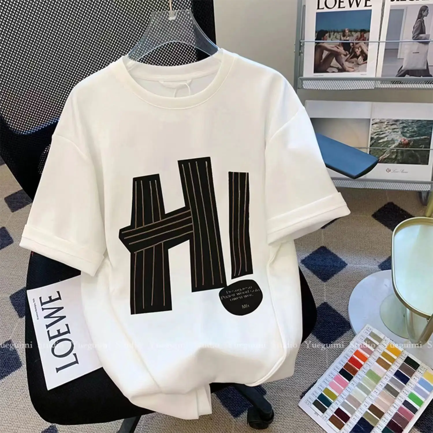 Summer 100% Cotton T Shirt 'Hi' Printed T-shirt Graphic Women Clothing Short Sleeve Top Maternity Clothes Pregnancy Tees