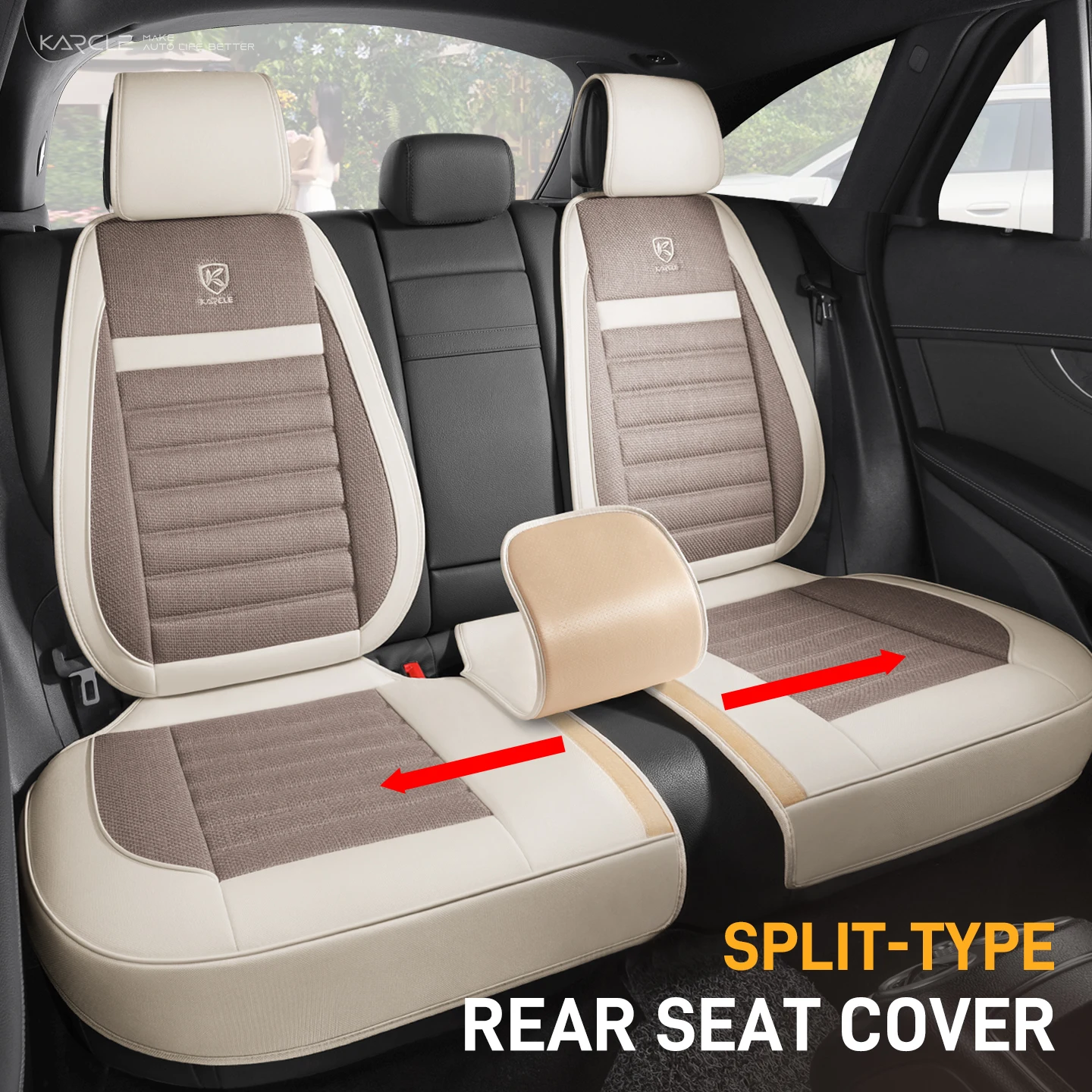 Breathable Linen Car Seat Cover Durable Leather Seat Cover Set Full Surrounded Car Seat Cushion Universal Waterproof  Auto Chair
