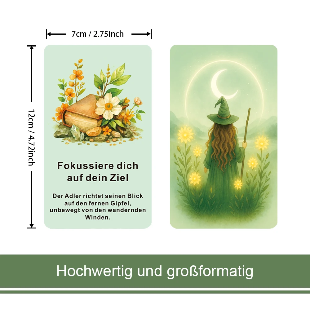 German Oracle Cards Deck, A Set of 72 Cards for Daily Reading, The Mysterious Message of the Wild, German Tarot Cards, 12*7cm