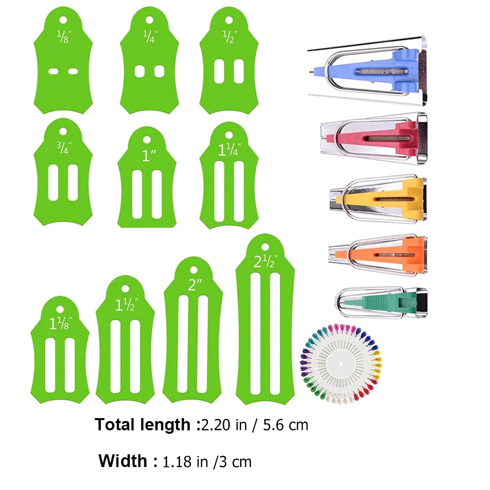 

1 set 1 Set Fabric Bias Tape Maker Tool Kit Folding Sewing Quilting Tools For Roll Strips Binding Dressmaking Embroidery Craft