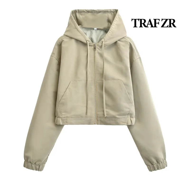 TRAF ZR Lady Jackets with Hooded Autumn Y2k Jacket Elegant Luxury Women\'s Coat New in Outerwears Ladies Fashion Casual Coats