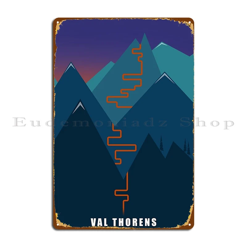 Val Thorens Skiing Metal Sign Cinema Club Create Bar Kitchen Tin Sign Poster