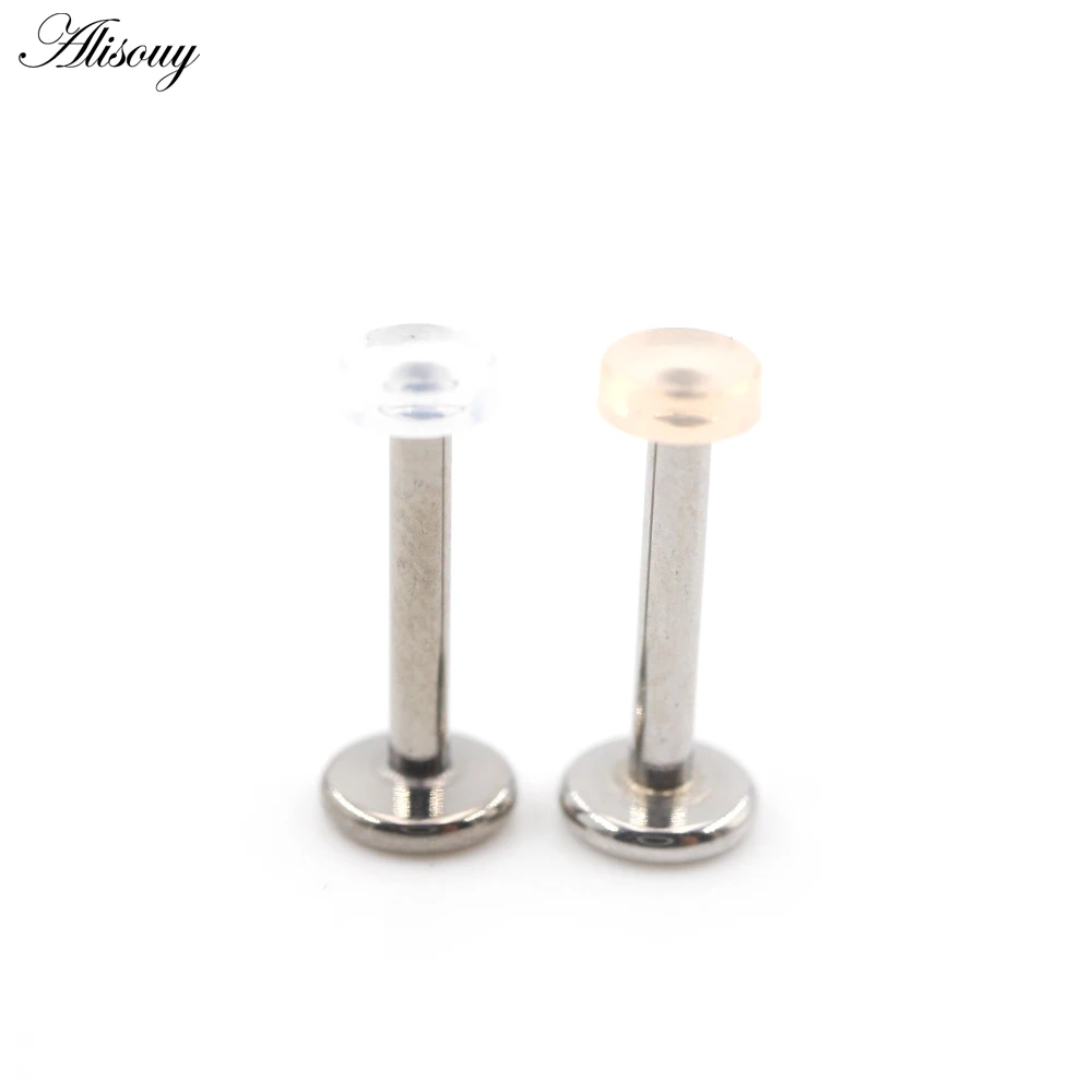Alisouy 1PC Titanium Stainless Steel Acrylic Threaded Ear Tragus Labret Lip Ring Cartilage Stud Earring Piercing Body Jewelry