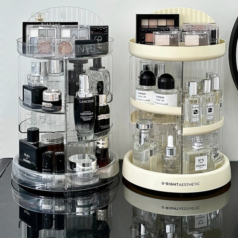 

Rotating cosmetics storage box, table top, acrylic, perfume, skin care shelf, luxury dresser, finishing cabinet