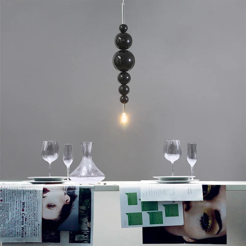 Post-Modern Black Pendant Chandelier Lights For Dining Room Kitchen Living Room Bedroom Creative Black Gourd Ceiling Chandelier