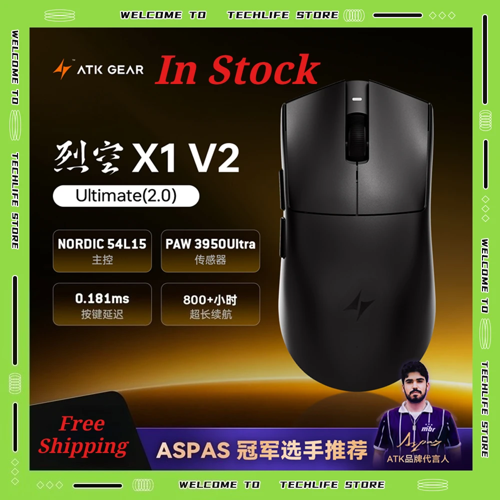 

In Stock ATK Blazing Sky X1 V2 Wireless Gaming Mouse Dual 8K PAW3950 Ergonomic Esports Mouse Valorant Computer Peripheral Gift