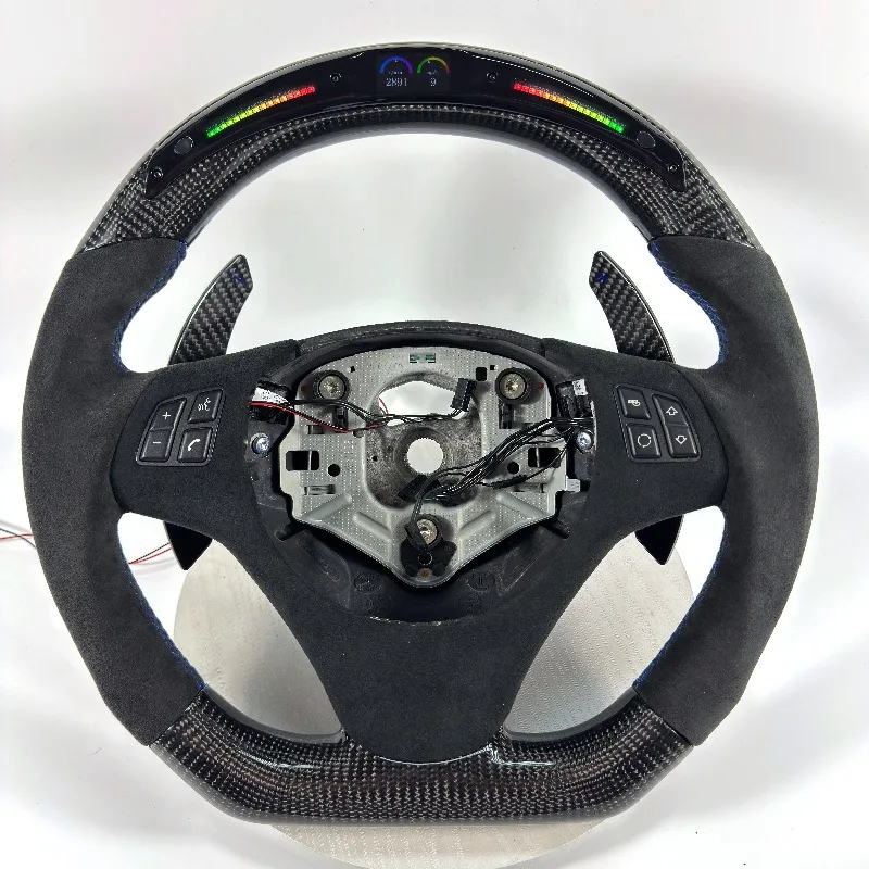 Forged Carbon Fiber Flat Bottom Racing Steering Wheel, Heated Function, Fits for Chassis E90 E92 E93 E60 M3