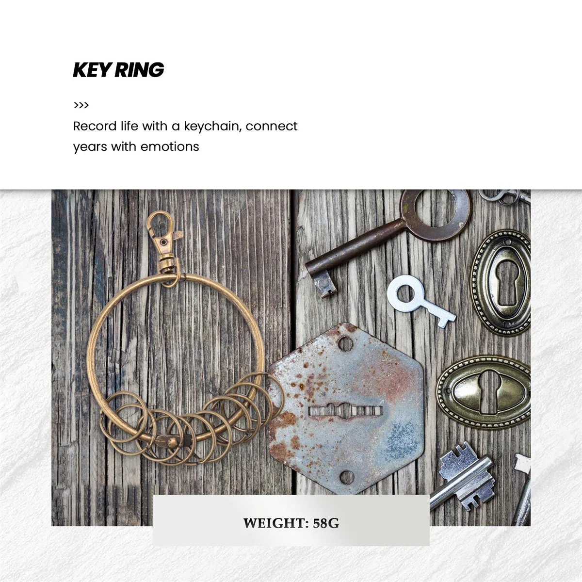 Продажи! Брелок для ключей с карабином бронзового тона, 10-петли, брелок для ключей, кольцо 7,6 см