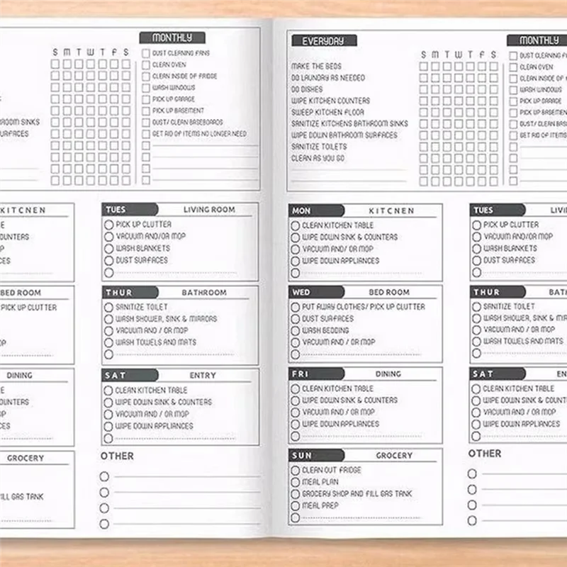 ABBN-Cleaning Planner Chore List For Adults Cleaning Checklists Planner And Organizer Daily Weekly And Monthly Checklists