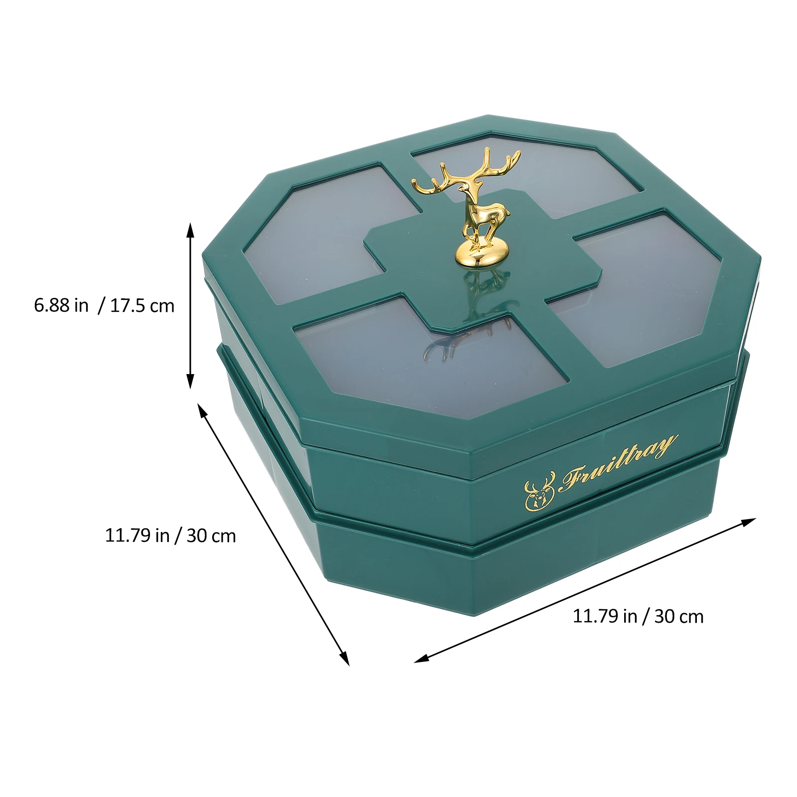 

Double Layer Dried Fruit Box Serving Tray Segmented Snack Green Party Platter Divided Nut Storage PP Material