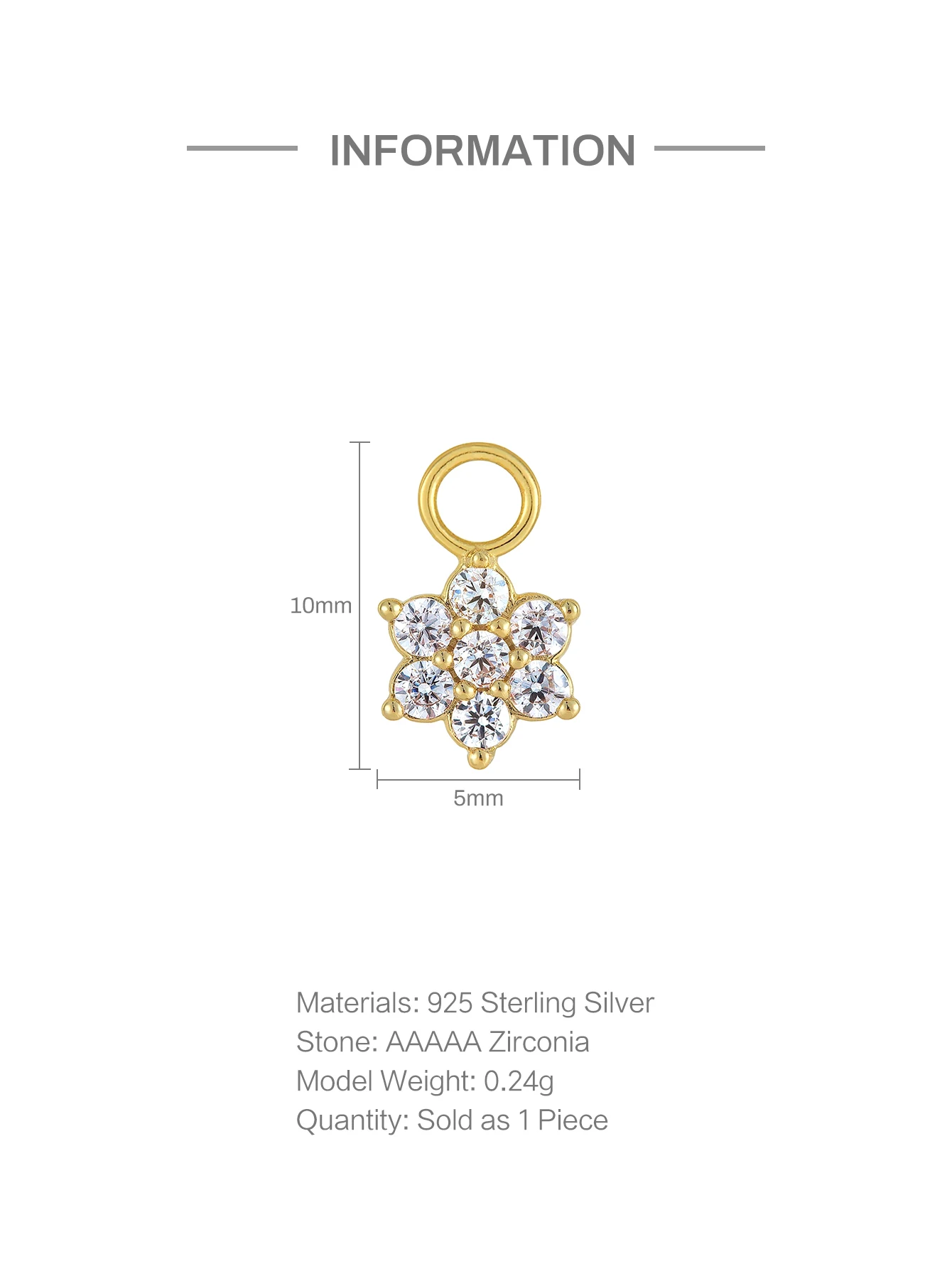 ROXI Earrings Charms DIY Pendant For Earrings Necklace Women Girls 925 Sterling Silver 1 PC Exquisite Zircon Jewelry Accessories