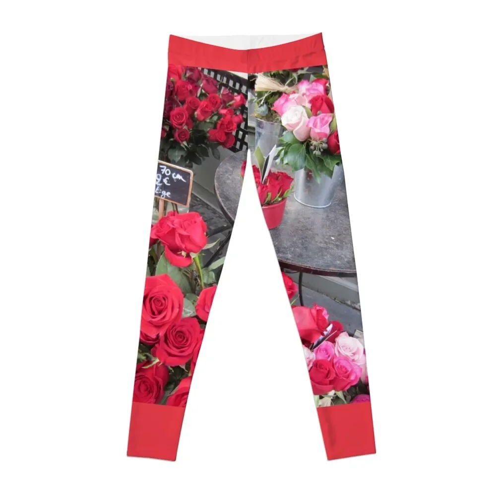 

Paris Rose Florist Shop Leggings gym's sportswear Women's fitness legging pants raises butt Women's high waist Womens Leggings