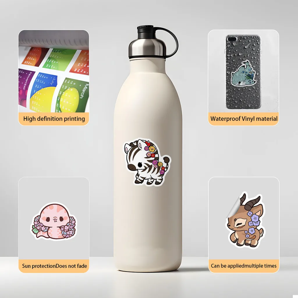 50PCS Cute Cartoon Animal Graffiti Stickers - Waterproof Decor for Water Cup & Computer AnimeWorlds Store