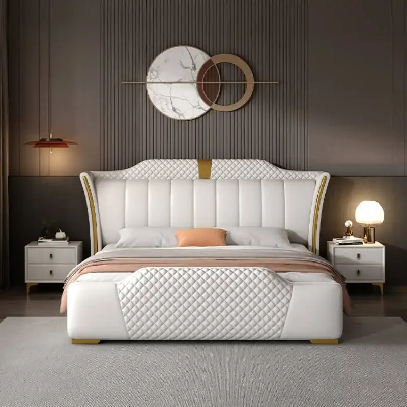 

Unique Pretty Nordic Bed Double Platform Elegant Platform Luxury Beds Bases Headboards Bedroom Lit 2 Personnes House Accessories