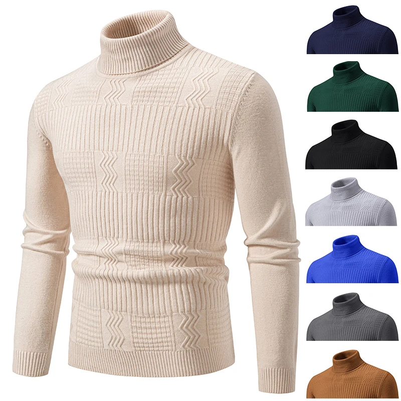 

2024 Autumn/Winter Men's Sweater Solid Color High Collar Wool Sweaters Men's warm Coat Men's High Quality Slimming Pullover