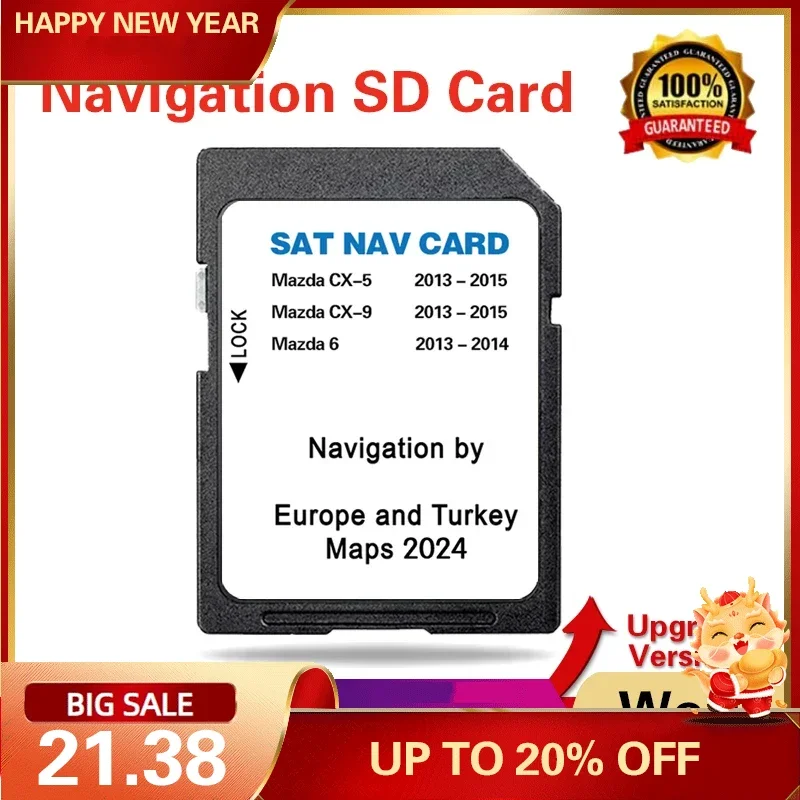 

SD Navi Card 2024 Europe UK Turkey Maps for Mazda 6 2013-2014 Car Navigation Sat Nav with Anti Fog Reaview 8GB