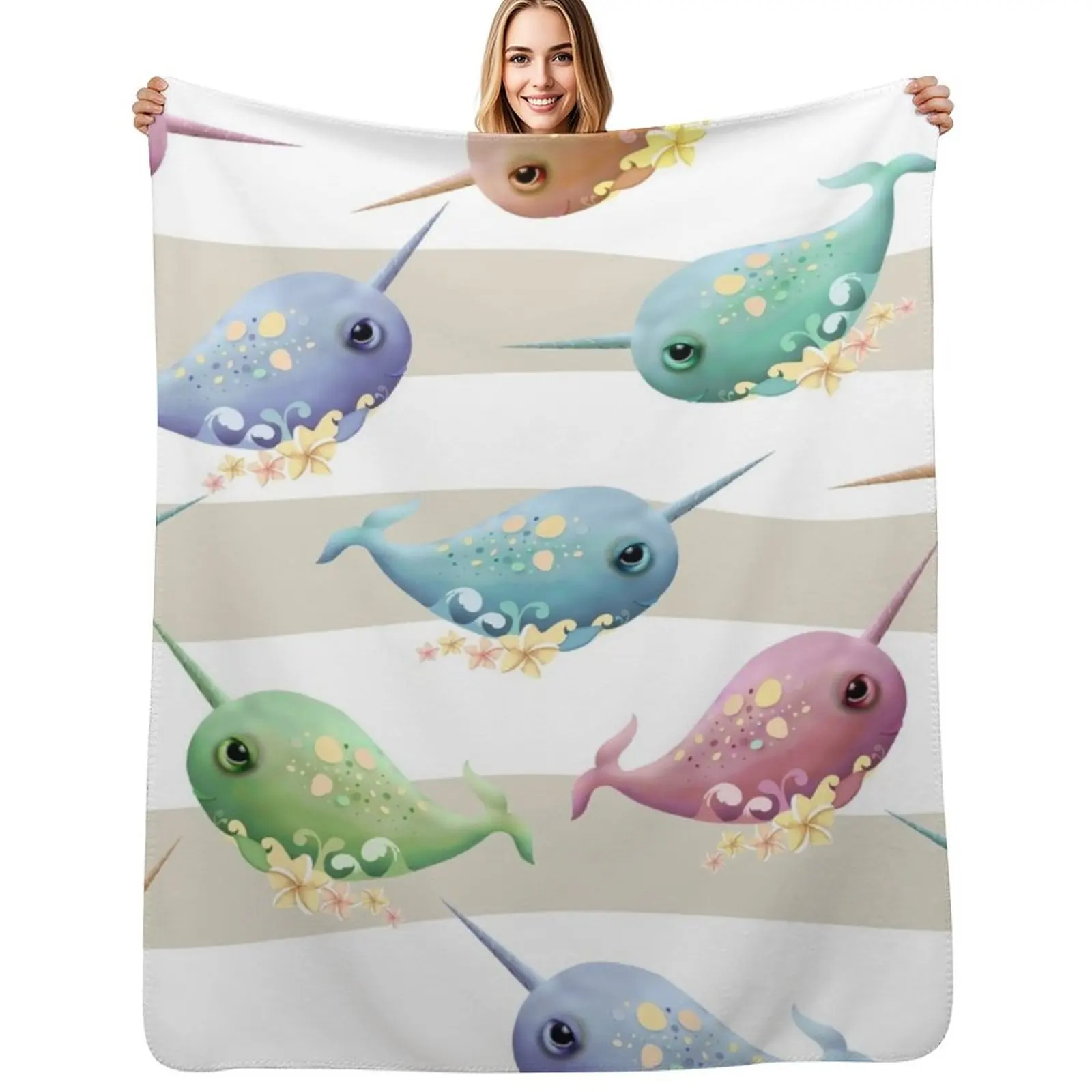 A Pod of Narwhals Throw Blanket Furrys Decorative Sofa warm winter Furry Bed Vintage Blankets