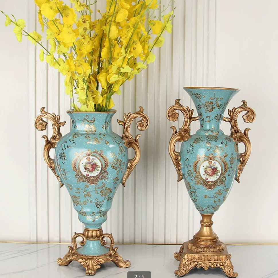 

50cm/Creative Decoration Living Room Entrance Home Decor Resin Crafts European Floor Vase Large Vase