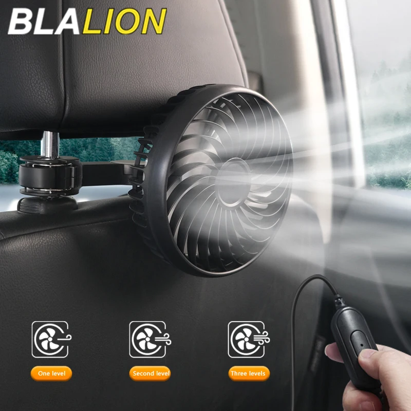 BLALION Cooling Car Fan Headrest USB Fans For Car Rear Seat Free-Adjustment 3-Speed Strong Wind Auto Fan