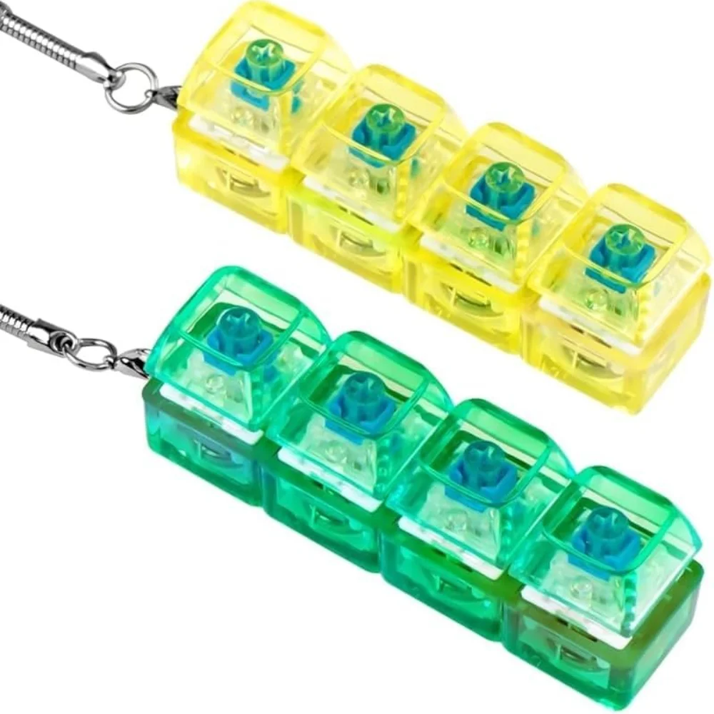 

Button Keycap Fidget Keychain 4 Key Switches Keyboard Keychain EDC Decompression Toys Calming Stress Relief Items Bag Charm