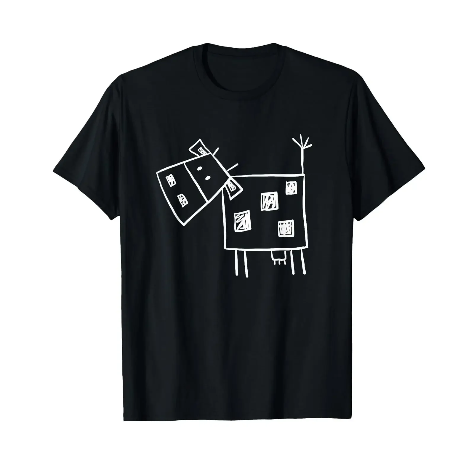 T Shirt with Square Cow Design German Language vintage Washed Breathable graphic Soft Unisex Stylish homme Slightly Stretched