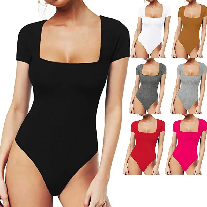 Mid Weight Office Wear Bodysuit Fitted with Three Quarter Length Jumpsuit Elegant Office Mid Rise Spring Summer One Jumpsuit