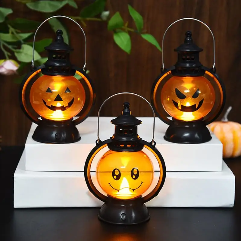 

LED Halloween Pumpkin Lamp Portable Lamp Candle Lamp Vintage Small Oil Lamp Halloween Party Home Decoration Horror Props