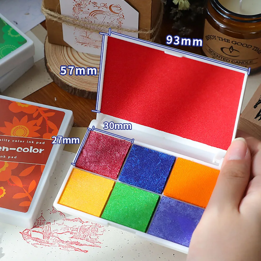 8 Model Bantalan Tinta Inkpad Set Bantalan Tinta Kerajinan Kartun Warna-warni untuk DIY Aksesori Scrapbooking Sidik Jari Kerja Lucu