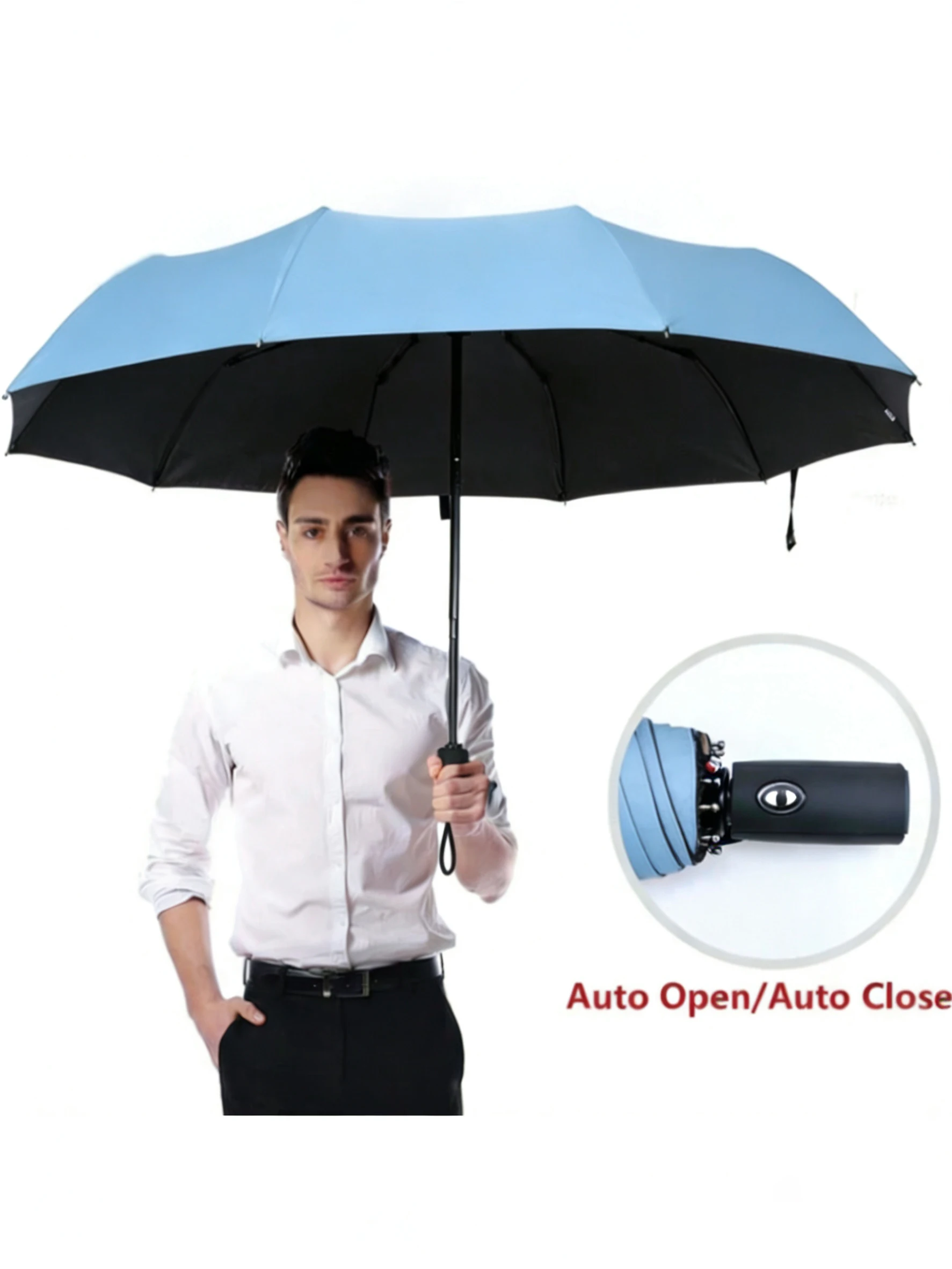 

Зонт-автомат 10Bones 105 см, усиленный, ветро- и водонепроницаемый, с защитой от УФ-излучения, двойного назначения (от солнца и дождя)