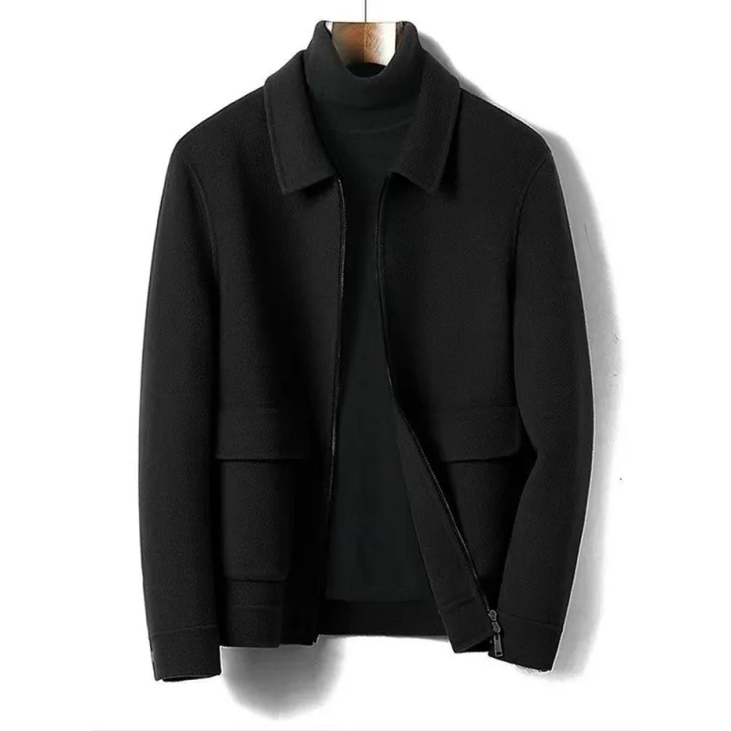 2025 New Autumn and Winter Thick Double-Sided Wool Coat, Autumn Lapel Casual Wool Jacket for Men