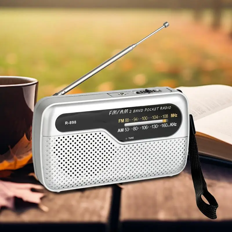 راديو ترانزستور يعمل بالبطارية راديو FM مكبر صوت لاسلكي محمول مع مؤشر إلكترونيات تعمل بالبطارية لصالة الألعاب الرياضية للعمل