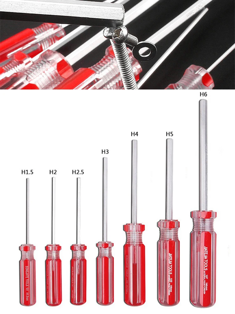 

Hand Tools Hexagon Screwdriver Furniture Hexagon Magnetic Color Bar Batch Models Silver+Red Steel Toys 1.5mm-6.0mm