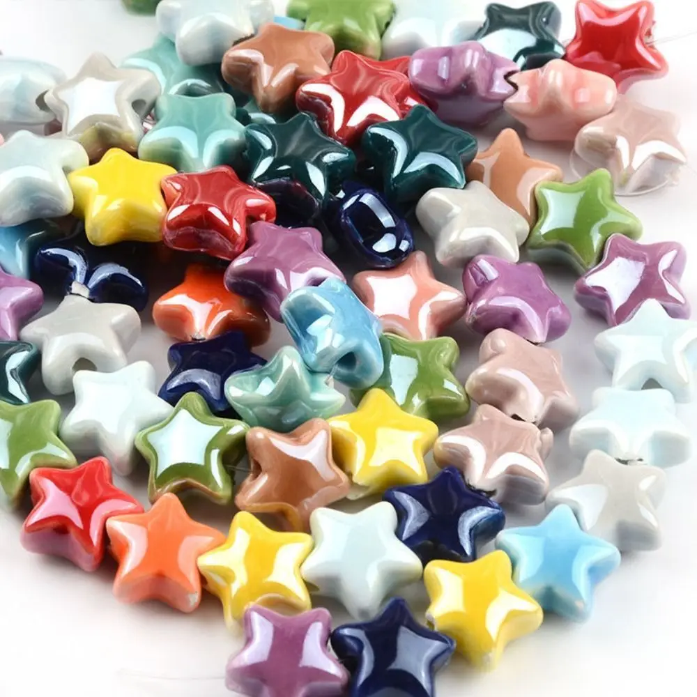 10pcs Handmade Craft Star Beads Ceramic Cartoon Design Ceramic Spacer Loose Beads Fashion Necklace Earrings