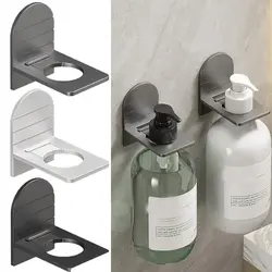 Metal Self-Adhesive Shampoo Bottle Shelf Free of Punch Shower Gel Liquid Bottle Holder Bathroom Shelf Organizer Hook