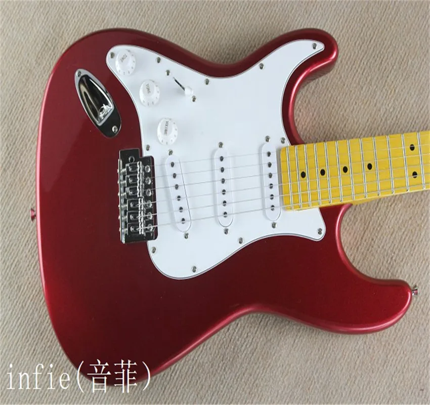 Custom Shop Strat Red Electric Guitar With 3 Pickups Left Handed Guitar & Body Available