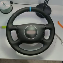 DIY Car Steering Wheel Cover Black Artificial Leather For Audi A2 (8Z) A3 (8L) Sprotback A4 (B5 B6) Avant A6 (C5) A8 (D2) S4