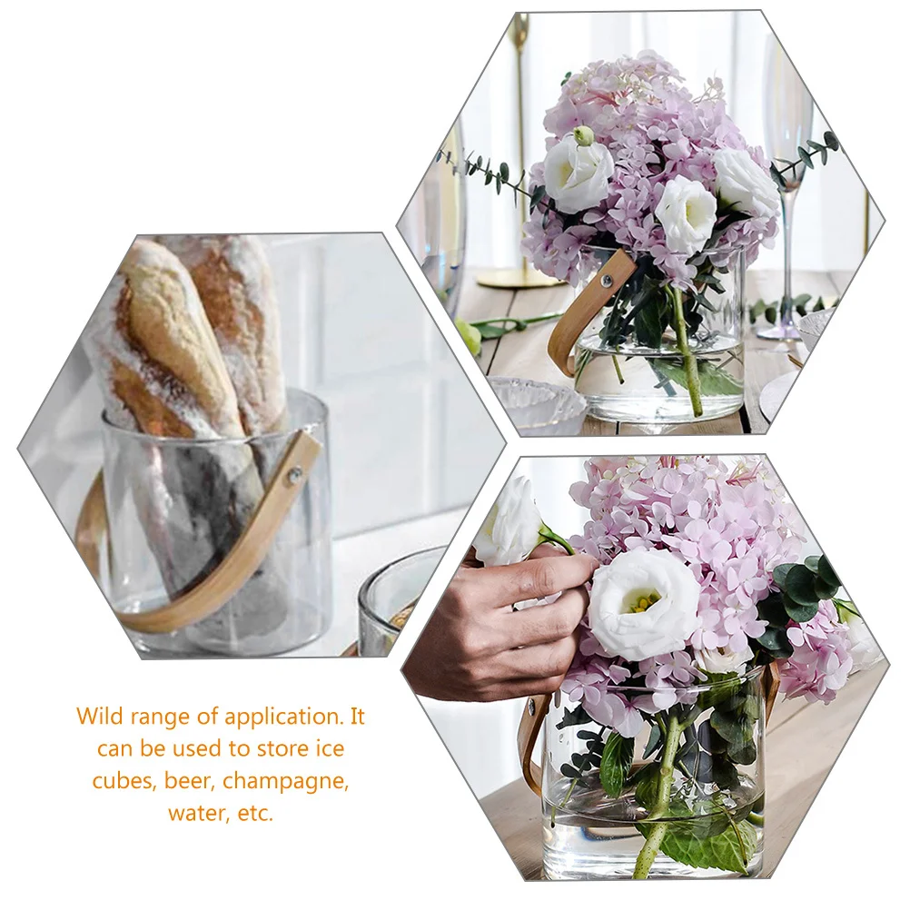 

Стеклянное ведро для льда, портативный прозрачный простой контейнер для льда, бар, охладитель для пива, вина, ведро для вечеринки, стабильный дизайн